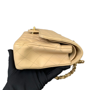 Classic Double Flap Caviar Medium Beige GHW