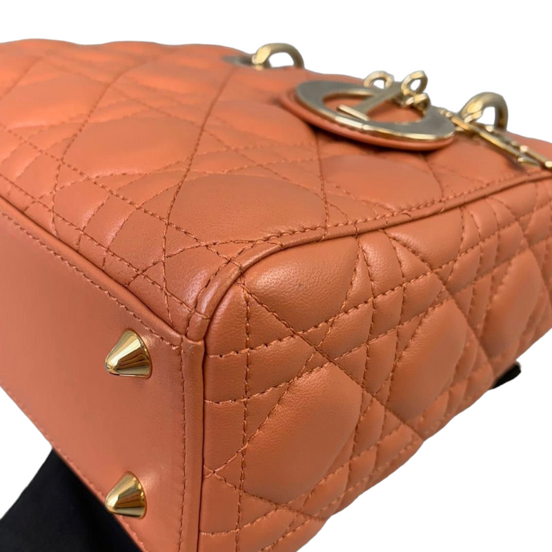 Small ABC Dior Lucky Badges Lambskin Orange GHW