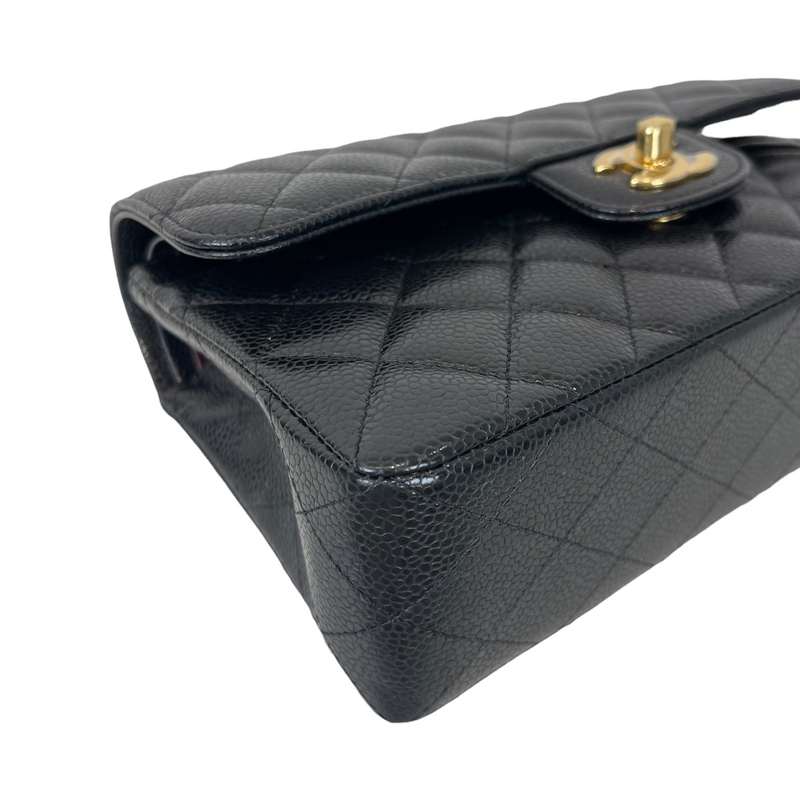 Small Classic Double Flap Caviar Black GHW