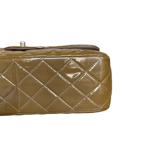 Jumbo Double Flap Patent Taupe SHW
