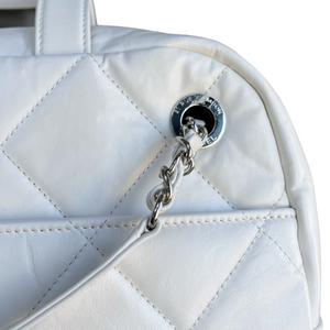 Aged Calfskin Quilted Express Bowling White SHW