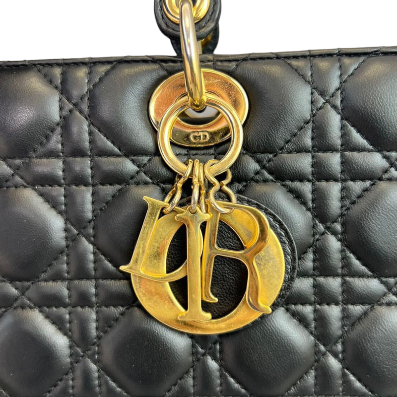 Large Lady Dior Lambskin Black GHW