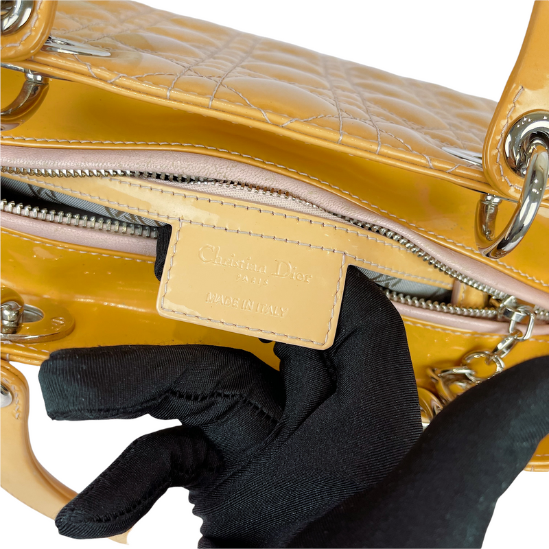 Lady Dior Medium Patent Leather Orange SHW