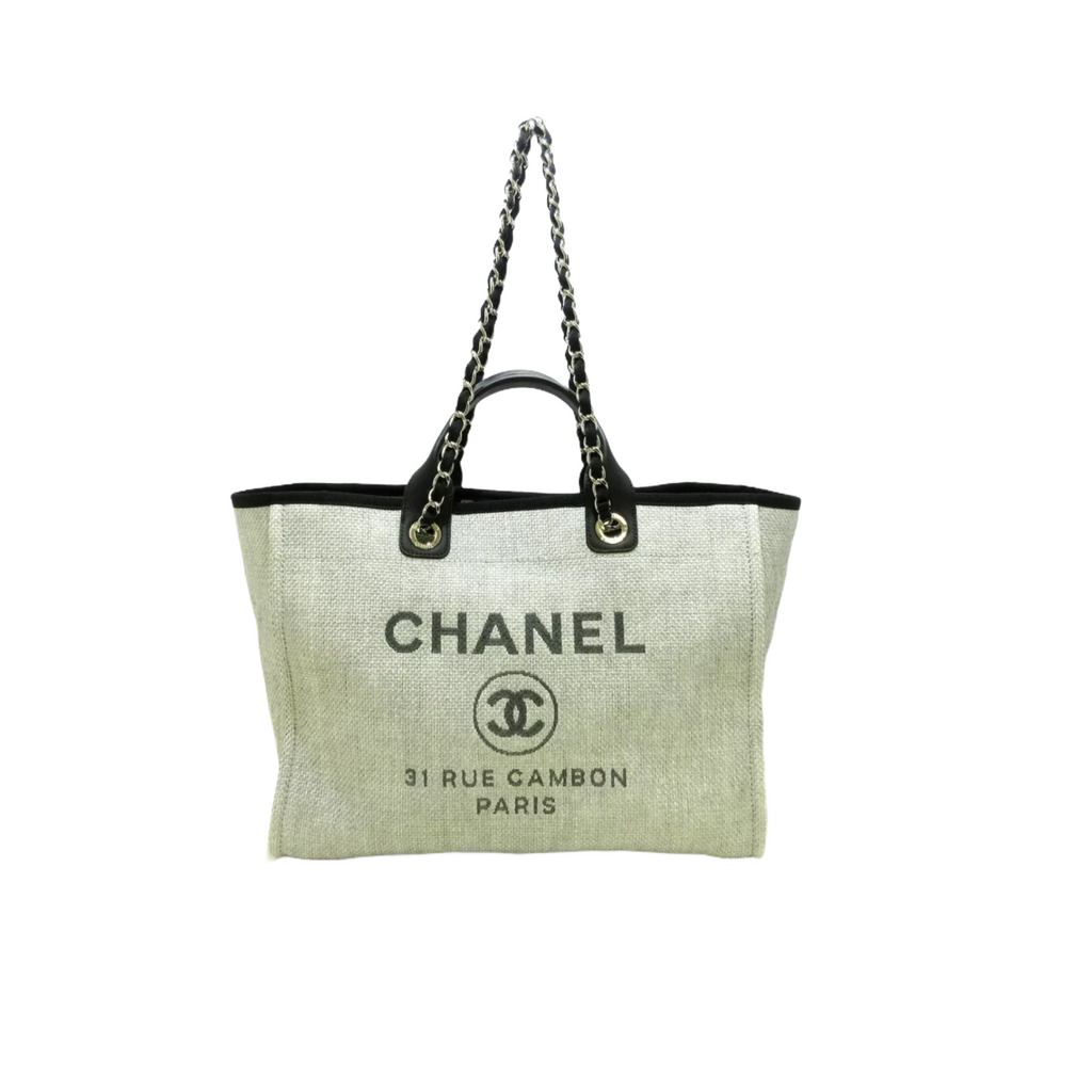 Deauville Raffia Tote Bag Light Grey