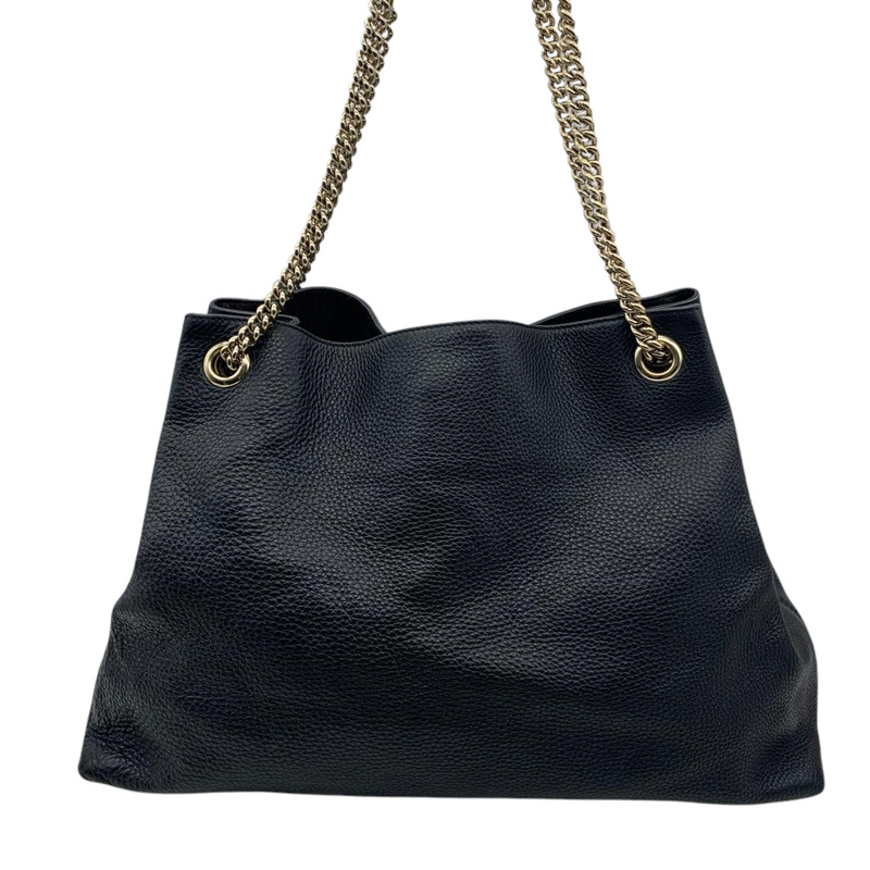 Soho Chain Leather Tote Black GHW