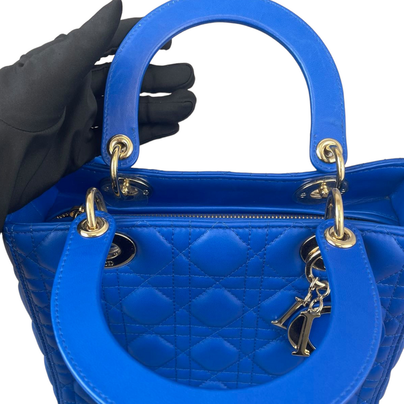 Lady Dior Medium Electric Blue Lambskin GHW