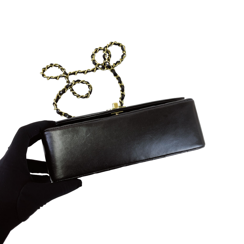 Small Classic Diana flap Black Lambskin GHW