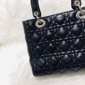 Classic Lambskin Cannage Medium Lady Dior Black Leather Bag