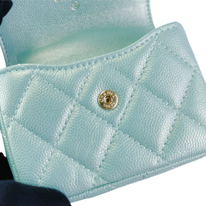 Caviar Quilted Pearl Card Holder Caviar Blue GHW