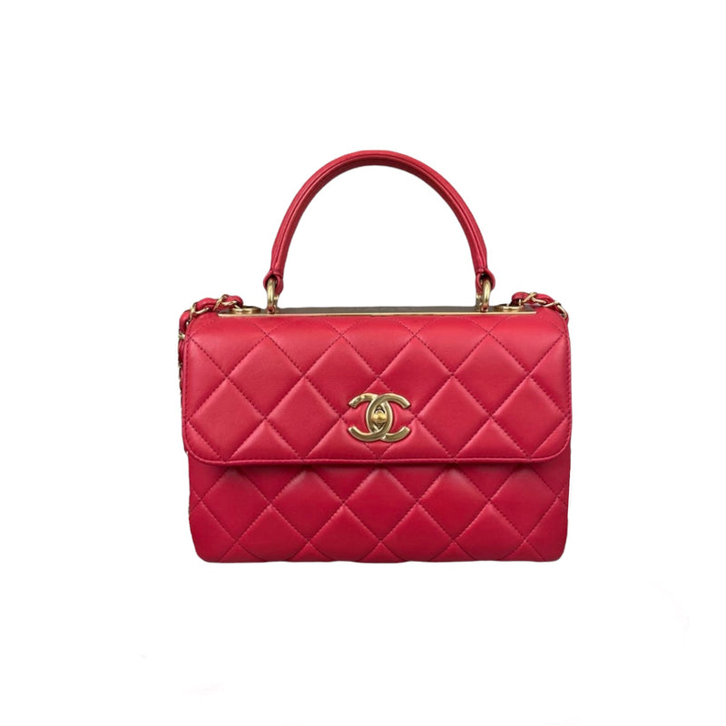 Small Trendy CC Lambskin Red GHW