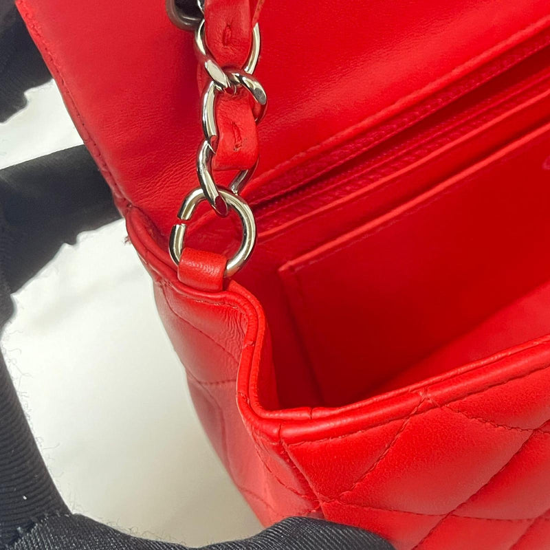 Mini Rectangle Lambskin Red SHW