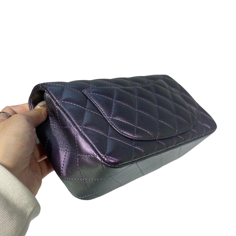 Rectangle Mini Lambskin iridescent Purple SHW