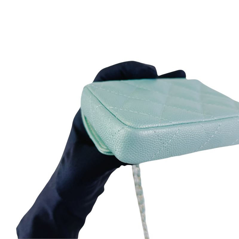 Caviar Quilted Pearl Card Holder Caviar Blue GHW