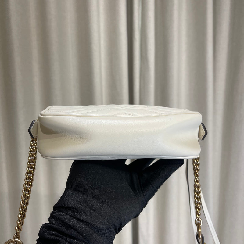 GG Marmont Mini Camera White GHW