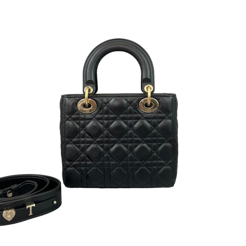 Christian Dior Small Cannage Lambskin Lucky Badges My Lady Dior Black GHW Bag Religion