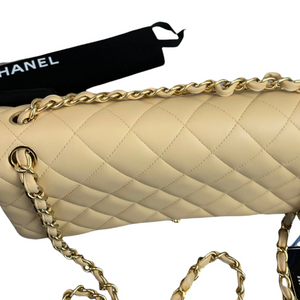Classic Double Flap Jumbo Lambskin Beige GHW