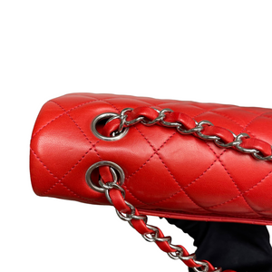 Medium Classic Double Flap Lambskin Red SHW