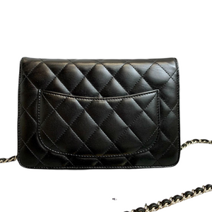 WOC Wallet on Chain Lambskin Black SHW