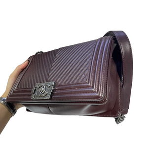 Old Medium Le Boy Chevron Lambskin Burgundy RHW