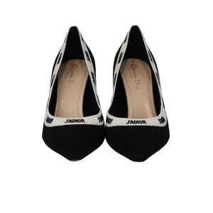 Technical Canvas J'Adior Embroidered Pumps 39.5 Black