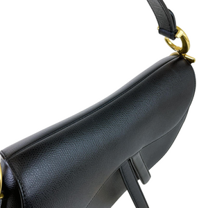 Medium Saddle Calfskin Black GHW