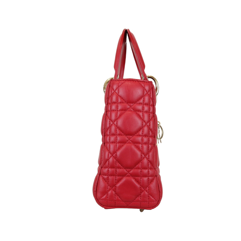 Small My Lady Dior Lucky Badges Lambskin Red GHW
