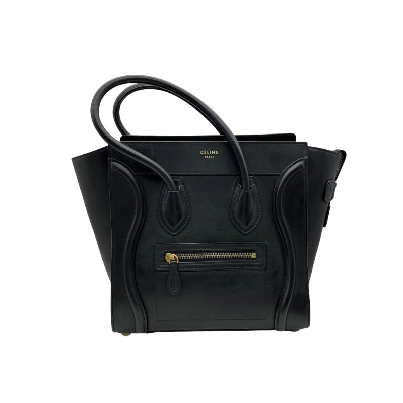 Micro Luggage Tote Smooth Leather Black SHW