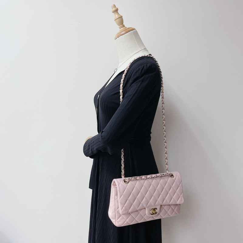 Classic Double Flap Medium Pink lambskin GHW