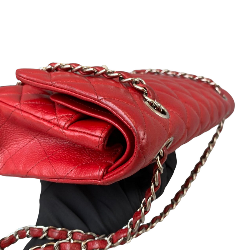 Classic Flap Caviar Medium Red SHW
