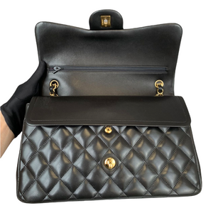 Jumbo Double Flap Lambskin Black GHW