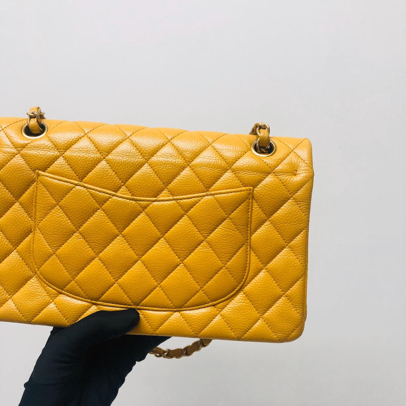 Classic Flap M/L Yellow Lambskin with GHW