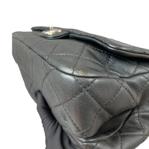 Quilted Double Gusset Washed Caviar black SHW