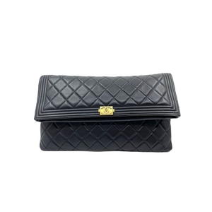 Chanel Boy Clutch Lambskin Black GHW