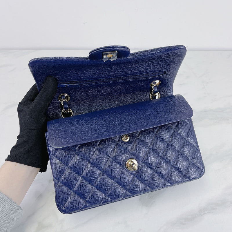 Small Classic Double Flap Caviar Blue LGHW