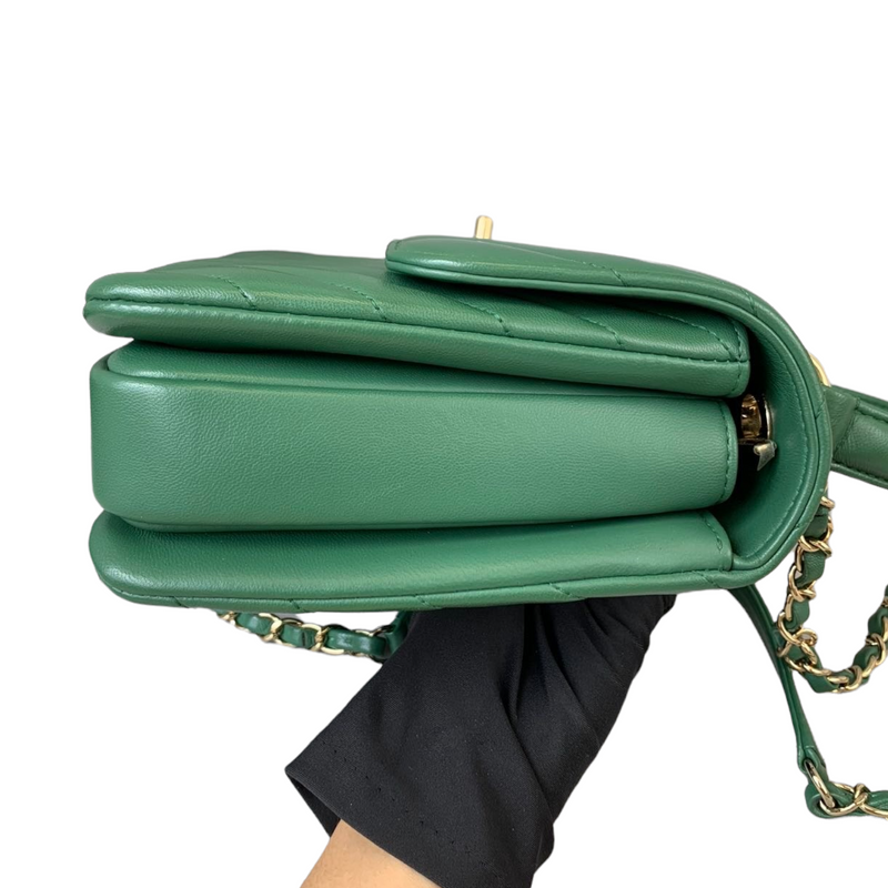 Small Trendy CC Flap Lambskin Green GHW