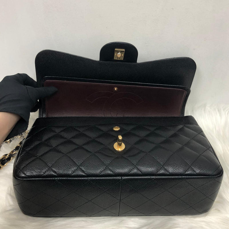 Classic Double Flap Jumbo Bag in Black Caviar with GHW
