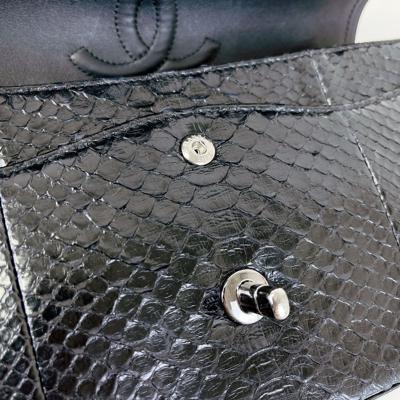 Classic Flap Medium Bag Python Black SHW