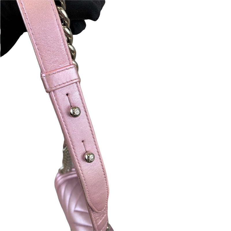 Small Boy Lambskin Iridescent Pink SHW