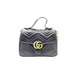 Medium GG Marmont Matelasse Top Handle Black GHW