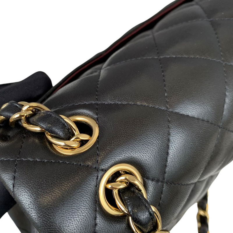 Jumbo Double Flap Lambskin Black GHW