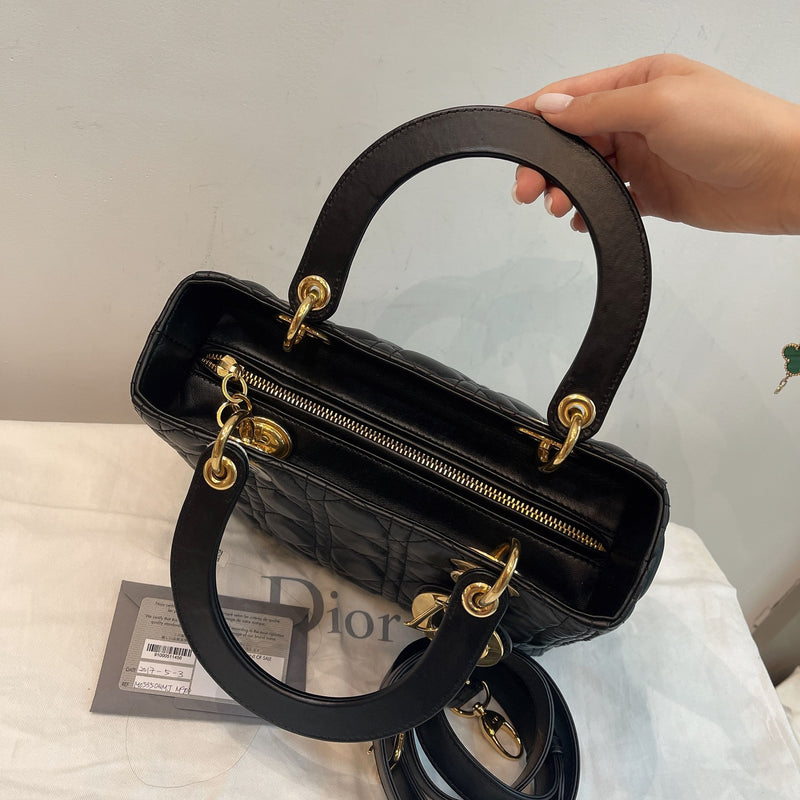 Lady Dior Lambskin Medium Black GHW