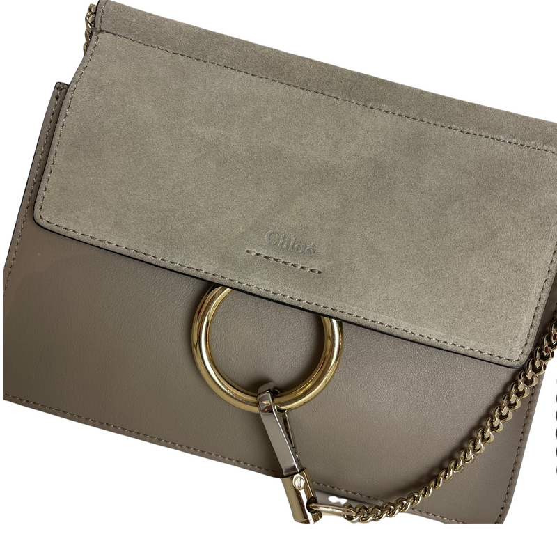 Faye Crossbody Small Leather Grey GHW