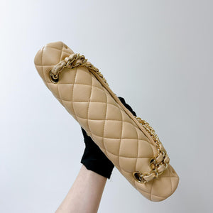 Double Flap Medium Lambskin Beige GHW