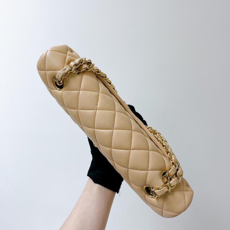 Double Flap Medium Lambskin Beige GHW