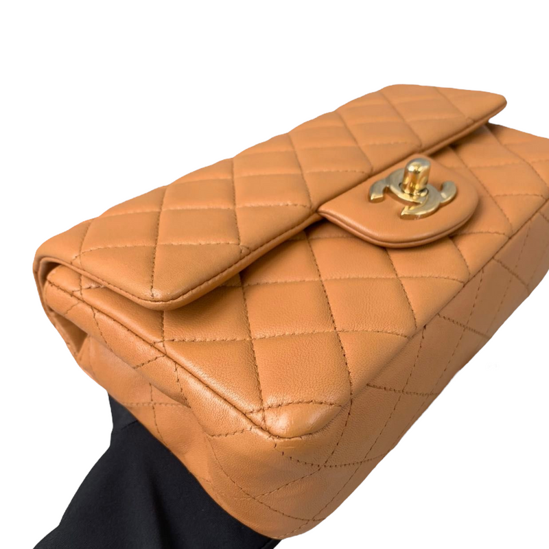 Chanel Mini Rectangular Flap with Top Handle Caramel Lambskin