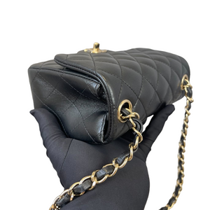 Classic Flap Square Mini Lambskin Black GHW