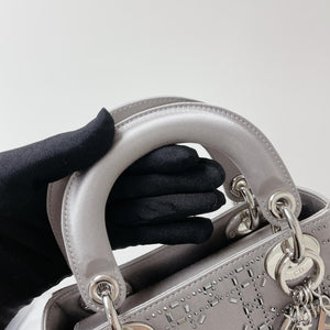 Embellished Cannage Satin Mini Lady Dior Grey