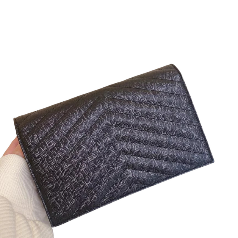 Envelope WOC Small Grained Leather Black GHW