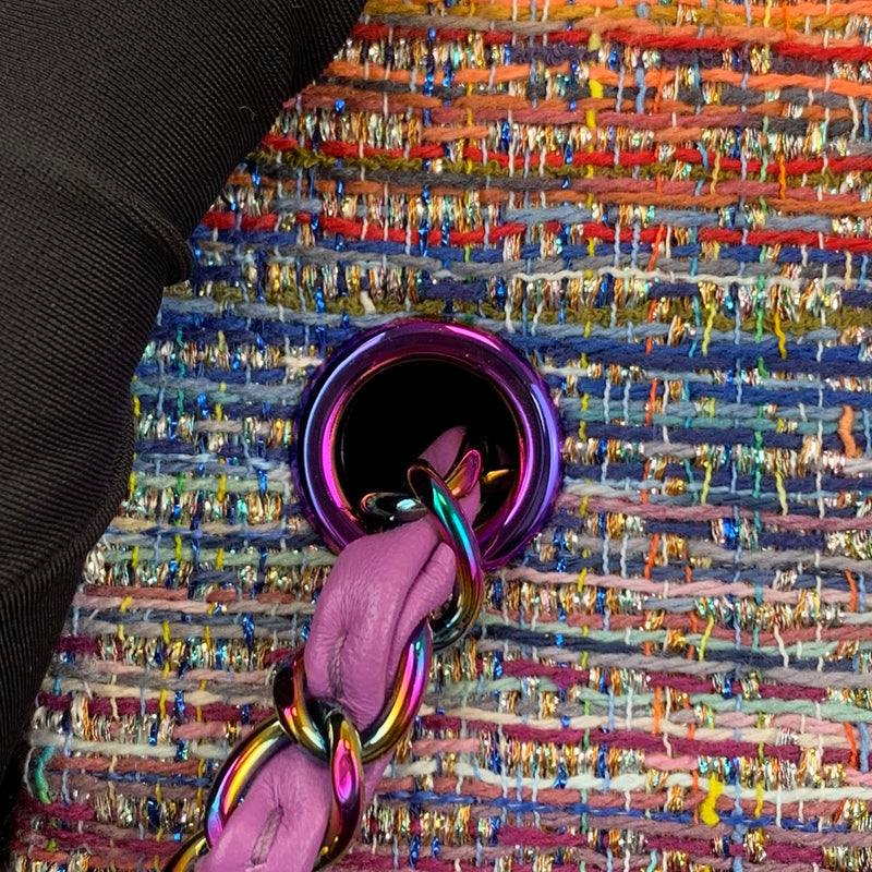 CHANEL Small CC Filigree Vanity Case in Purple Rainbow Tweed