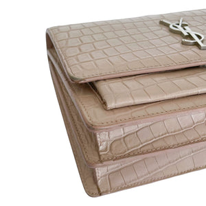 Medium Sunset Croc Embossed Beige SHW